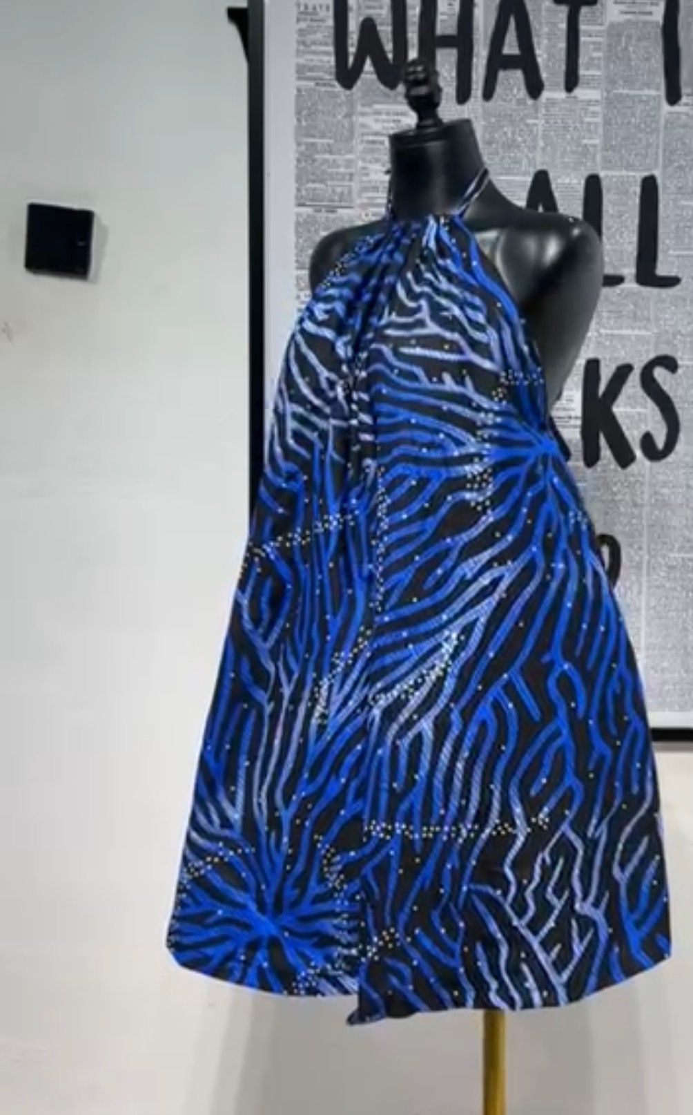 Open Back mini Dress Blue Floral
