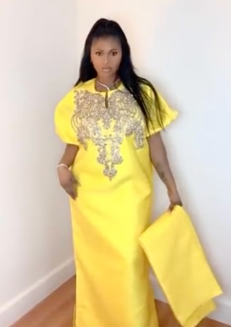 Ava Luxury Sparkle Yellow Long Dress