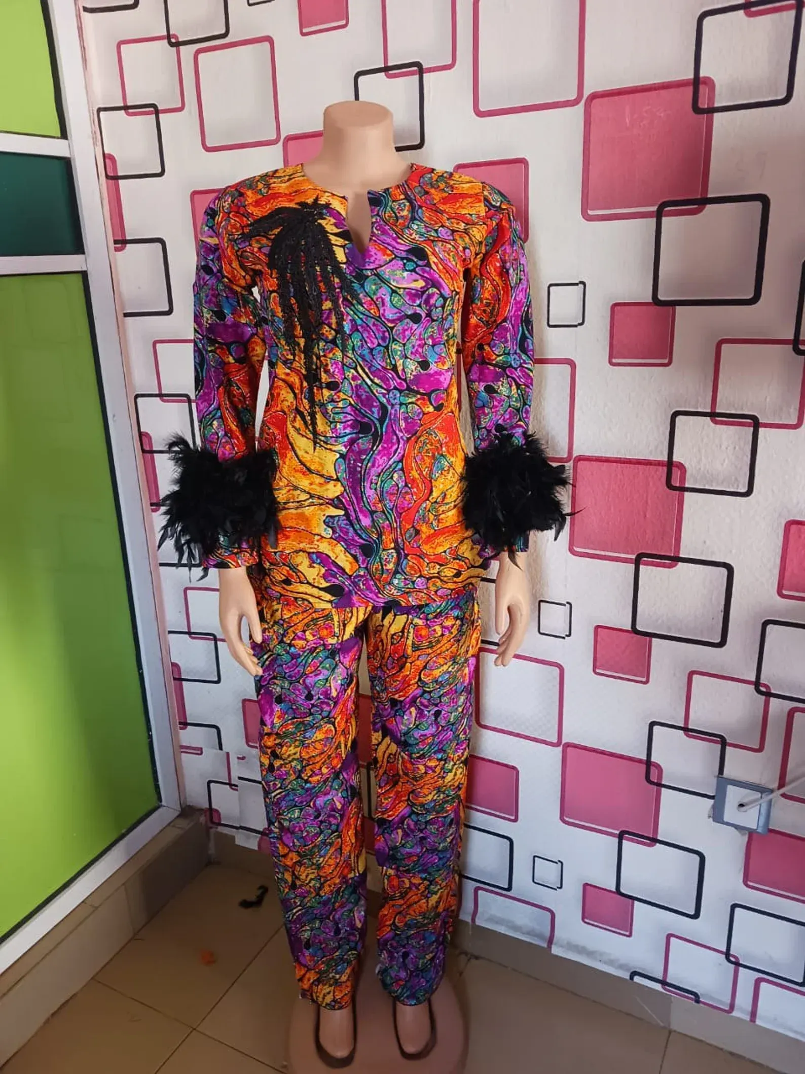 Feather Blouse and Freestyle Pants - Multiple Colors