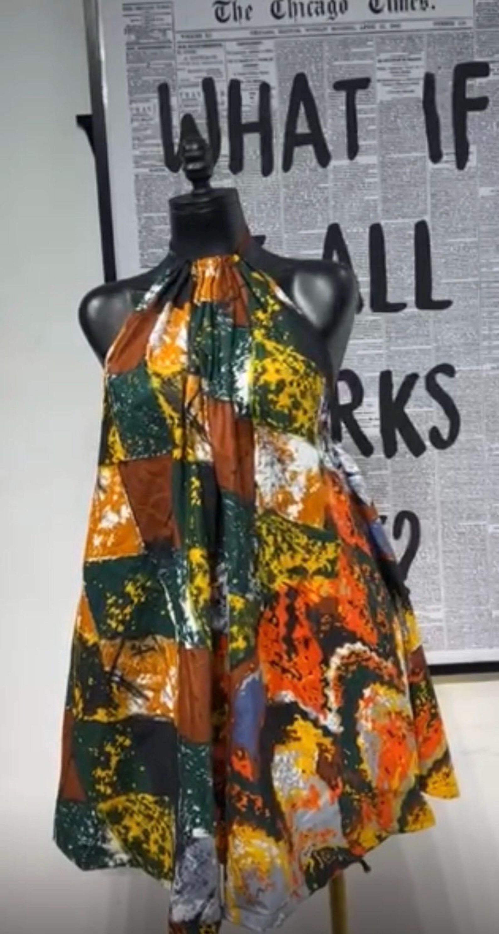 Open Back Brown Floral Mini Dress