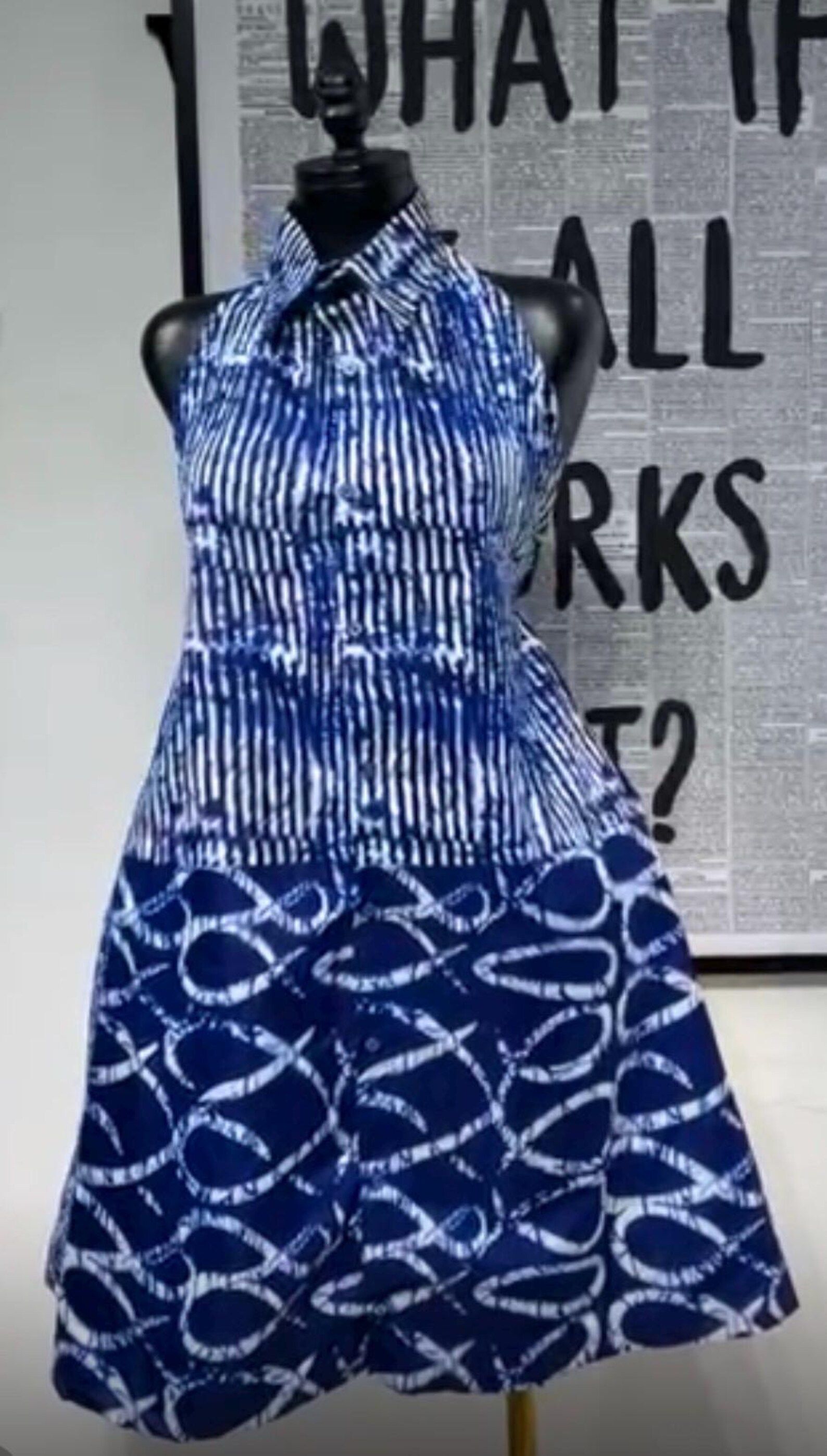 Butterfly Open Back Dress Blue