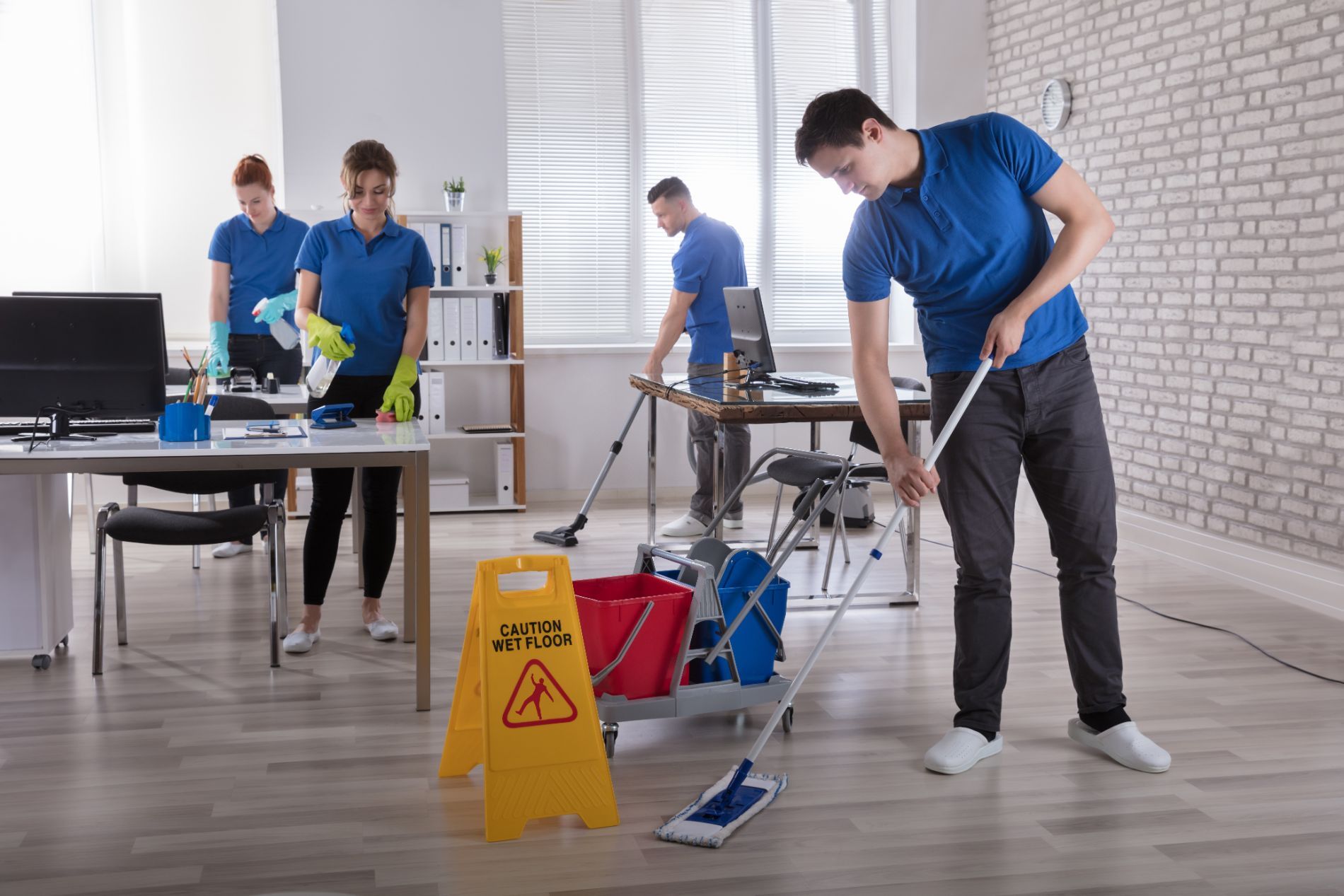 Mopping a commercial business