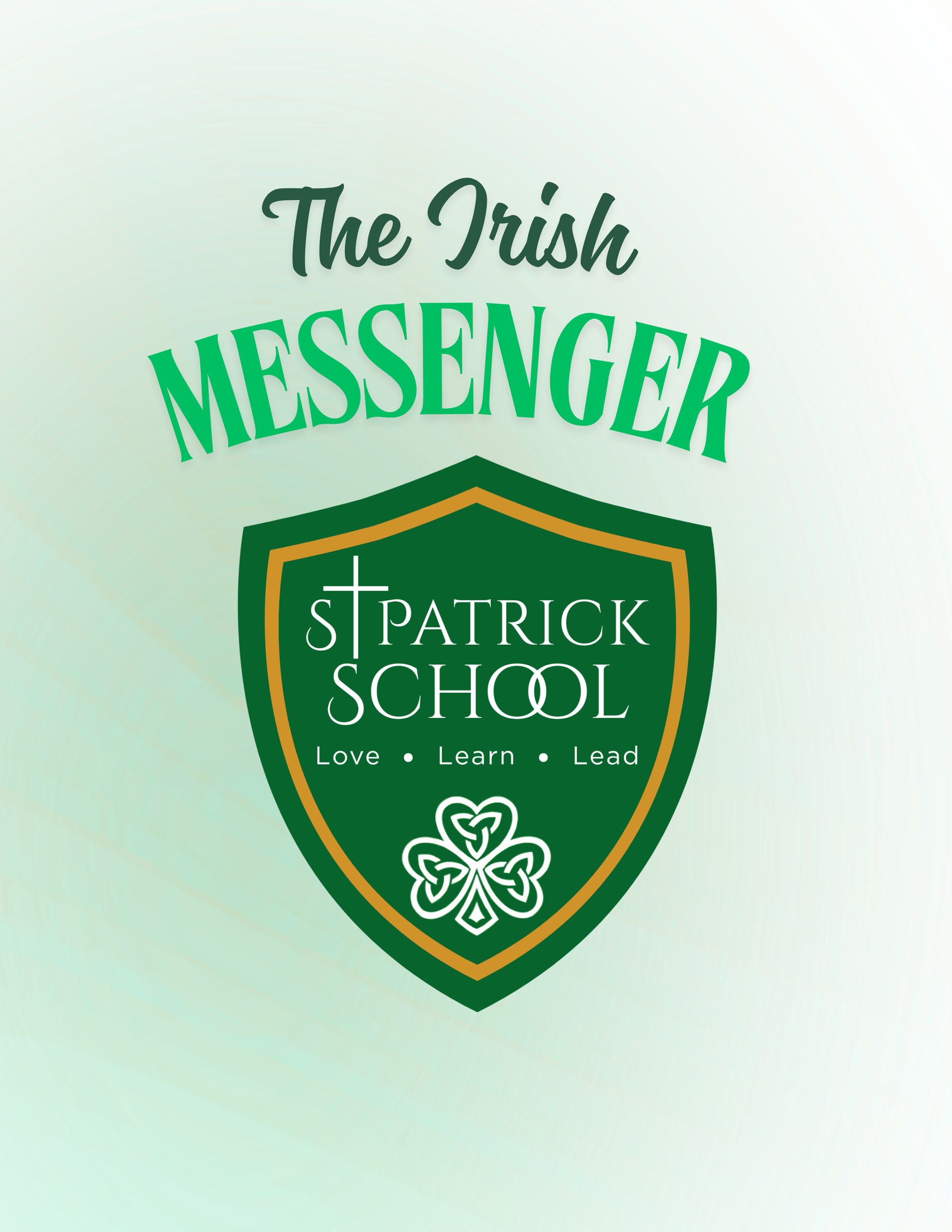 St. Patrick School logo: Green shield with text 