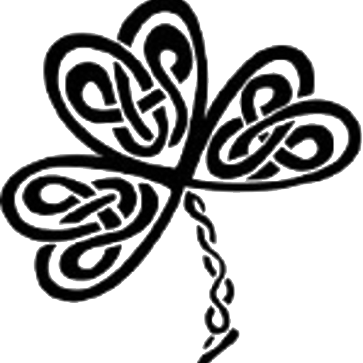 Celtic knotwork shamrock with a braided stem.
