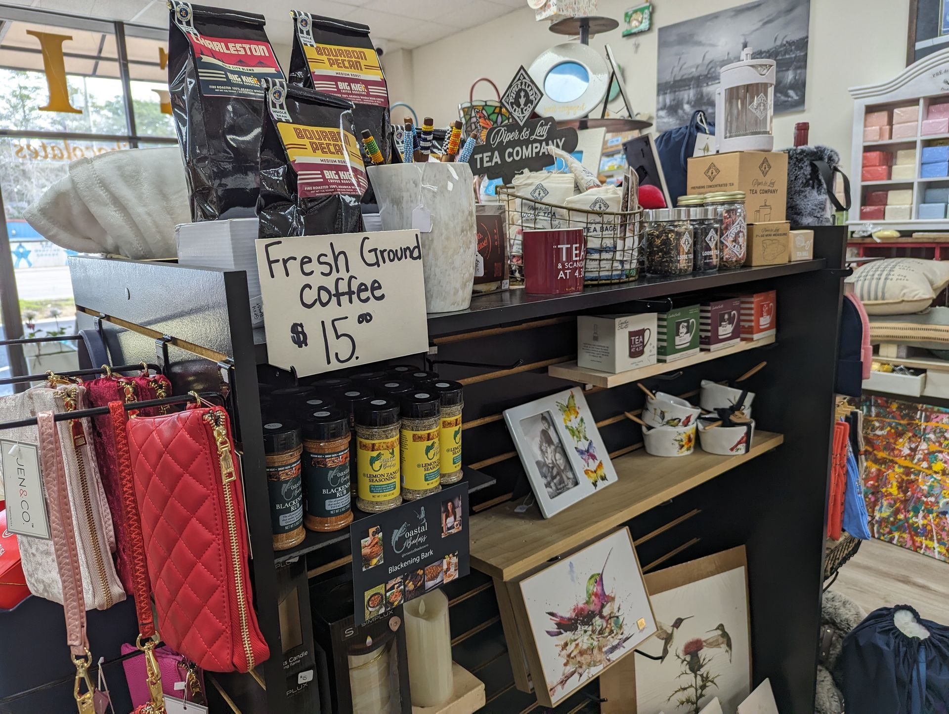 A Shelf in a Store with Fresh Ground Coffee — Summerville, SC — Donovan's Custom Framing and Gifts