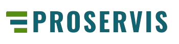 Un logotipo para una empresa llamada Proservis sobre un fondo blanco.