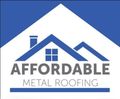 Logo for Affordable Metal Roofing, with a blue house silhouette over the company name.