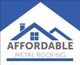 Logo for Affordable Metal Roofing, with a blue house silhouette over the company name.