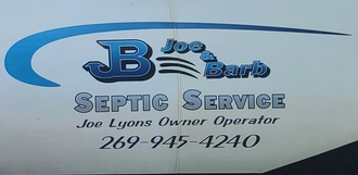 Joe & Barb Septic Service logo on the side of a truck.