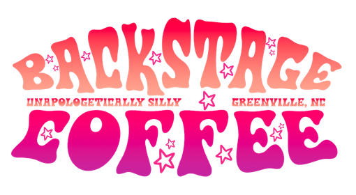 A logo for backstage coffee in greenville md