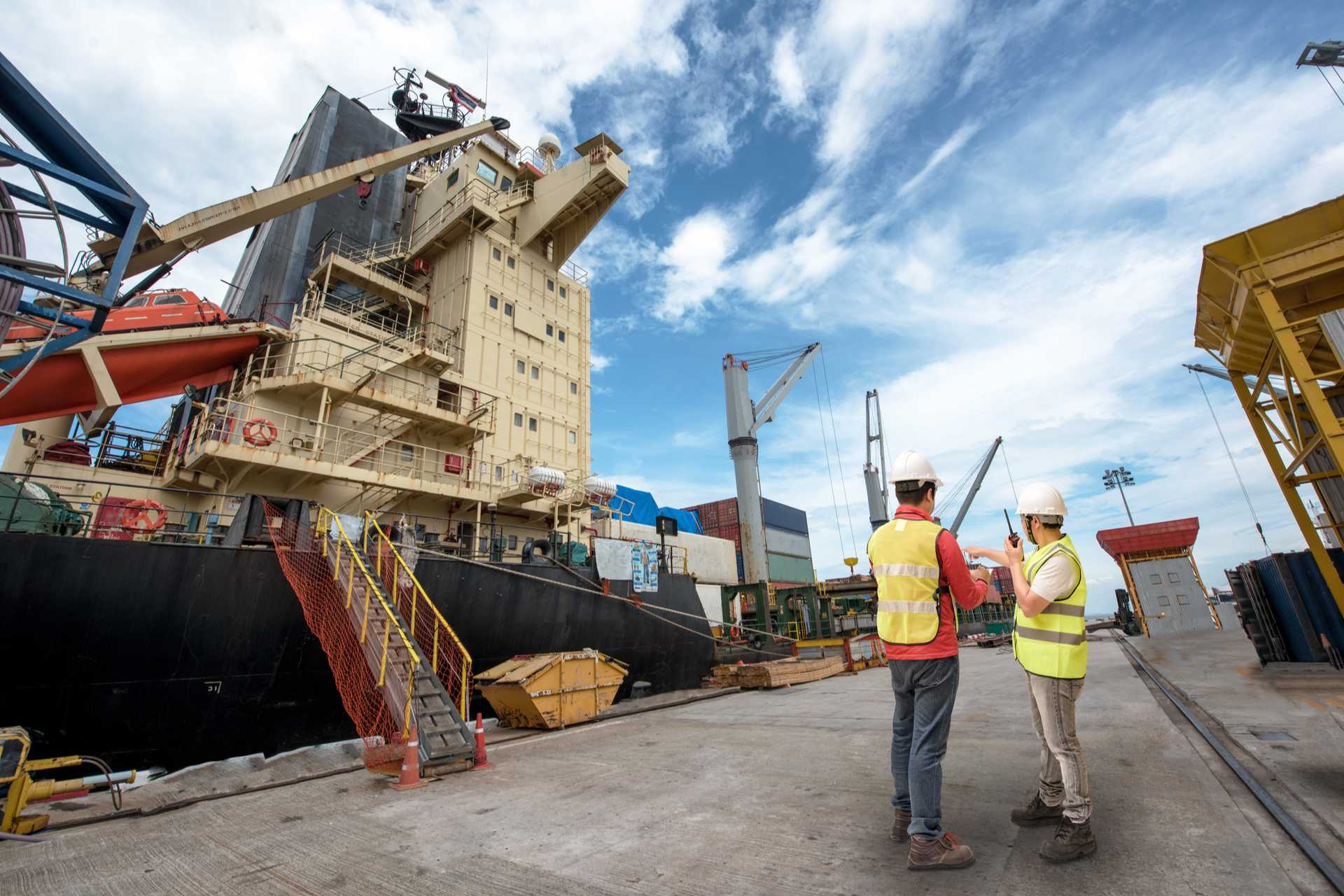 cargo shipment getting ready at the shipping dock