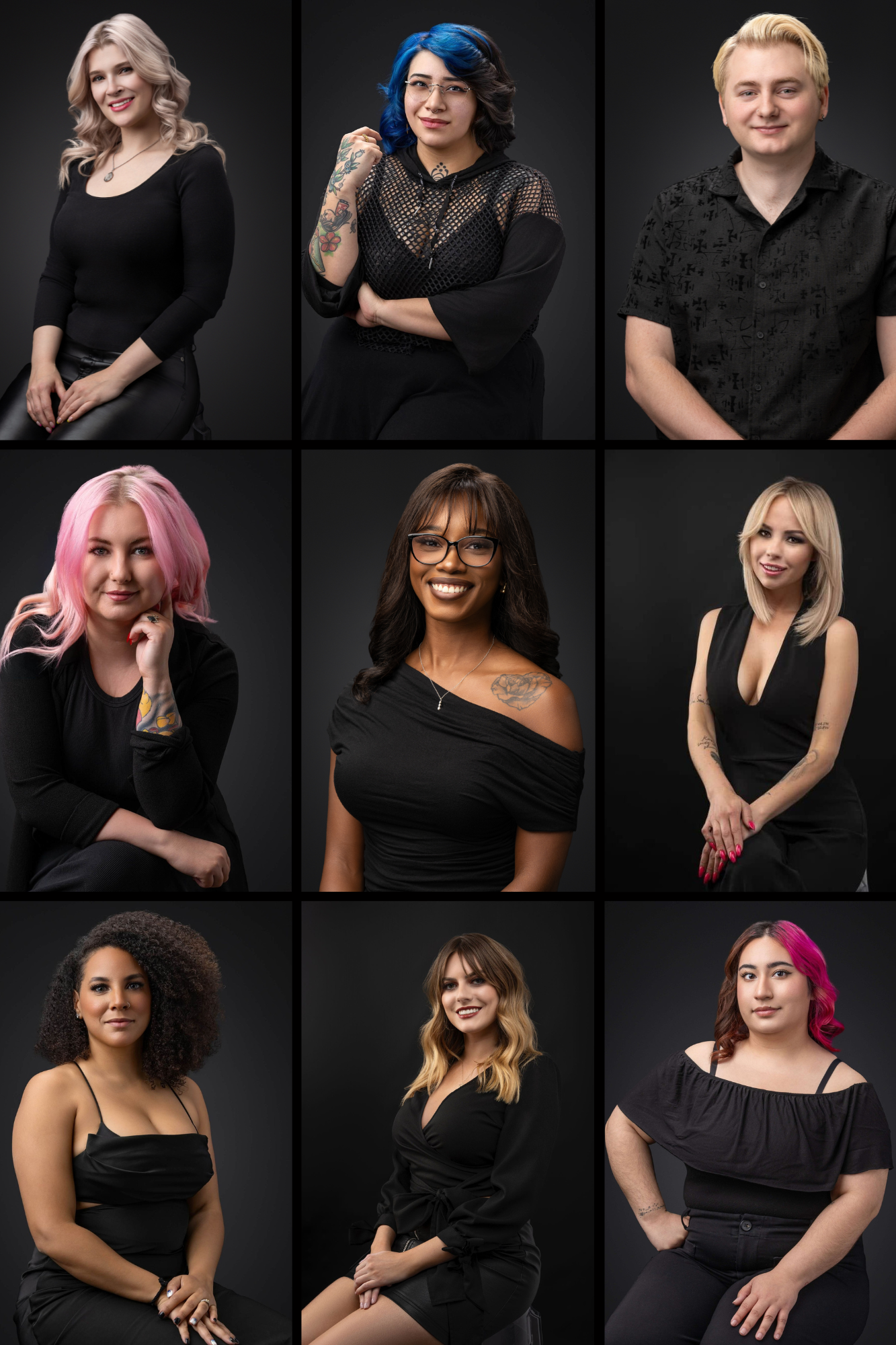 Four women are sitting next to each other in front of a best of vegas logo.