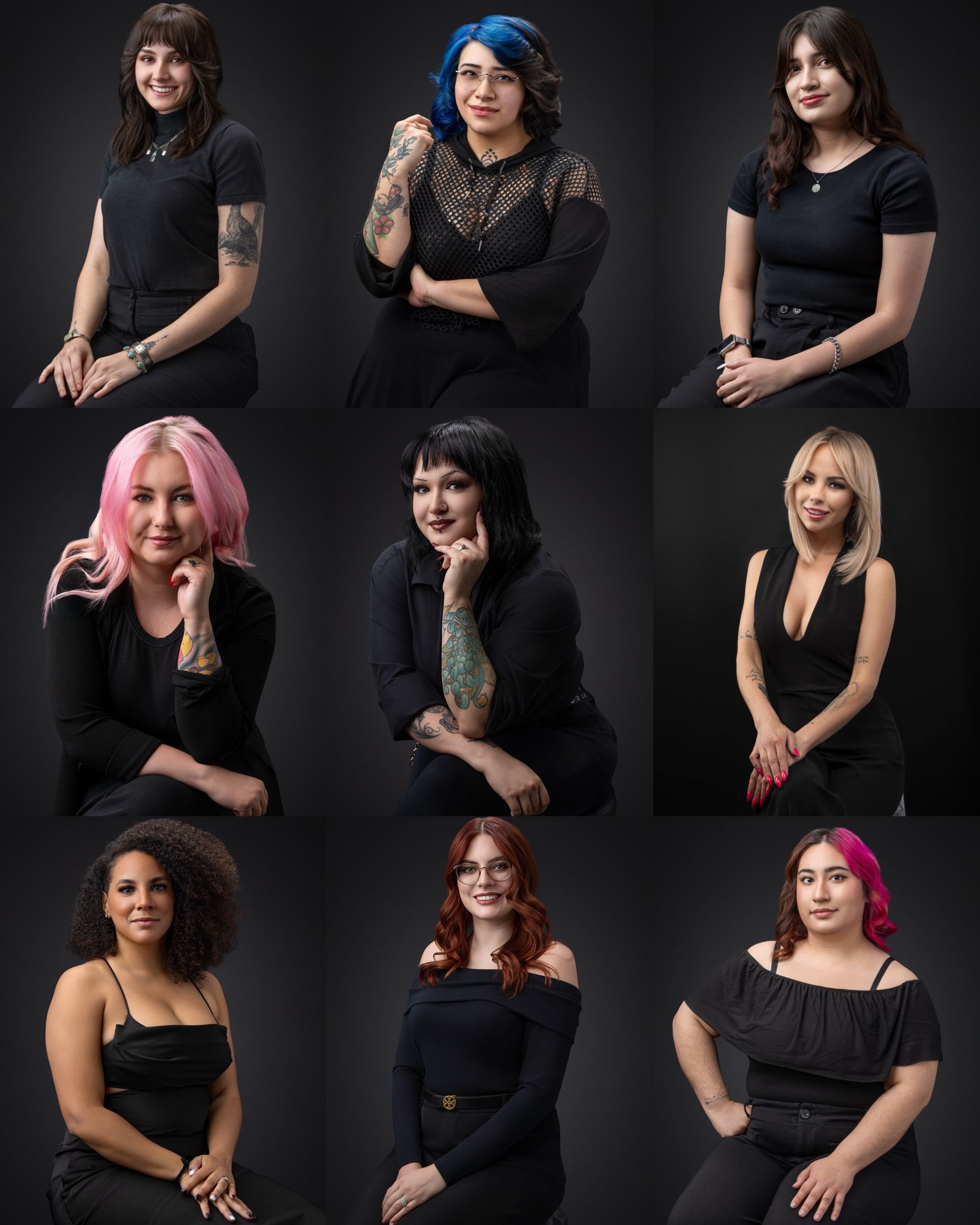 Four women are sitting next to each other in front of a best of vegas logo.