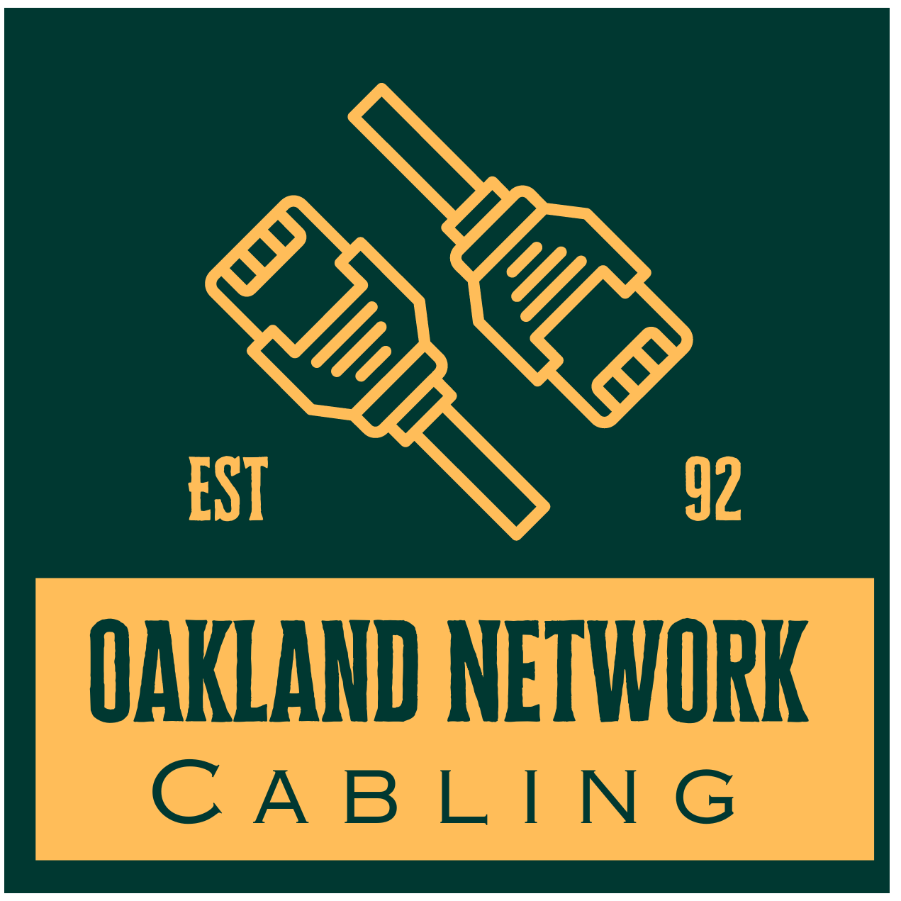 A logo for a company called oakland network cabling