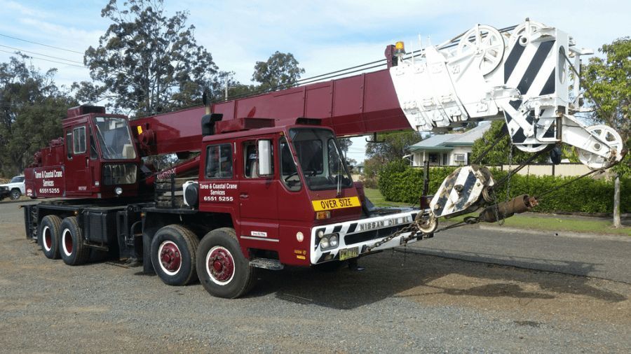 Red Hydraulic Crane Service For Hire — Crane Rentals in Taree, NSW