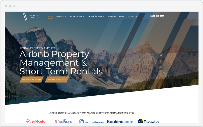 A website for airbnb property management and short term rentals