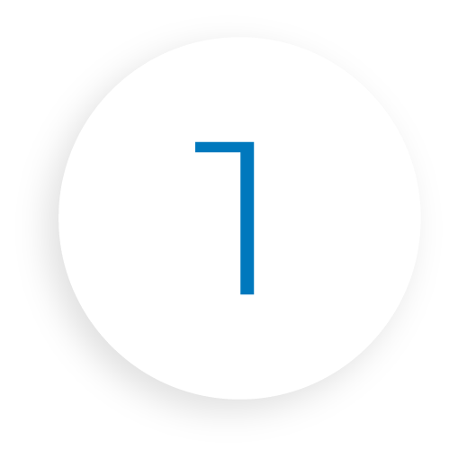 A blue number 1 in a white circle on a white background.