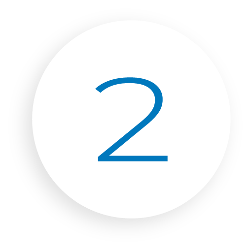 A blue number two in a white circle on a white background.