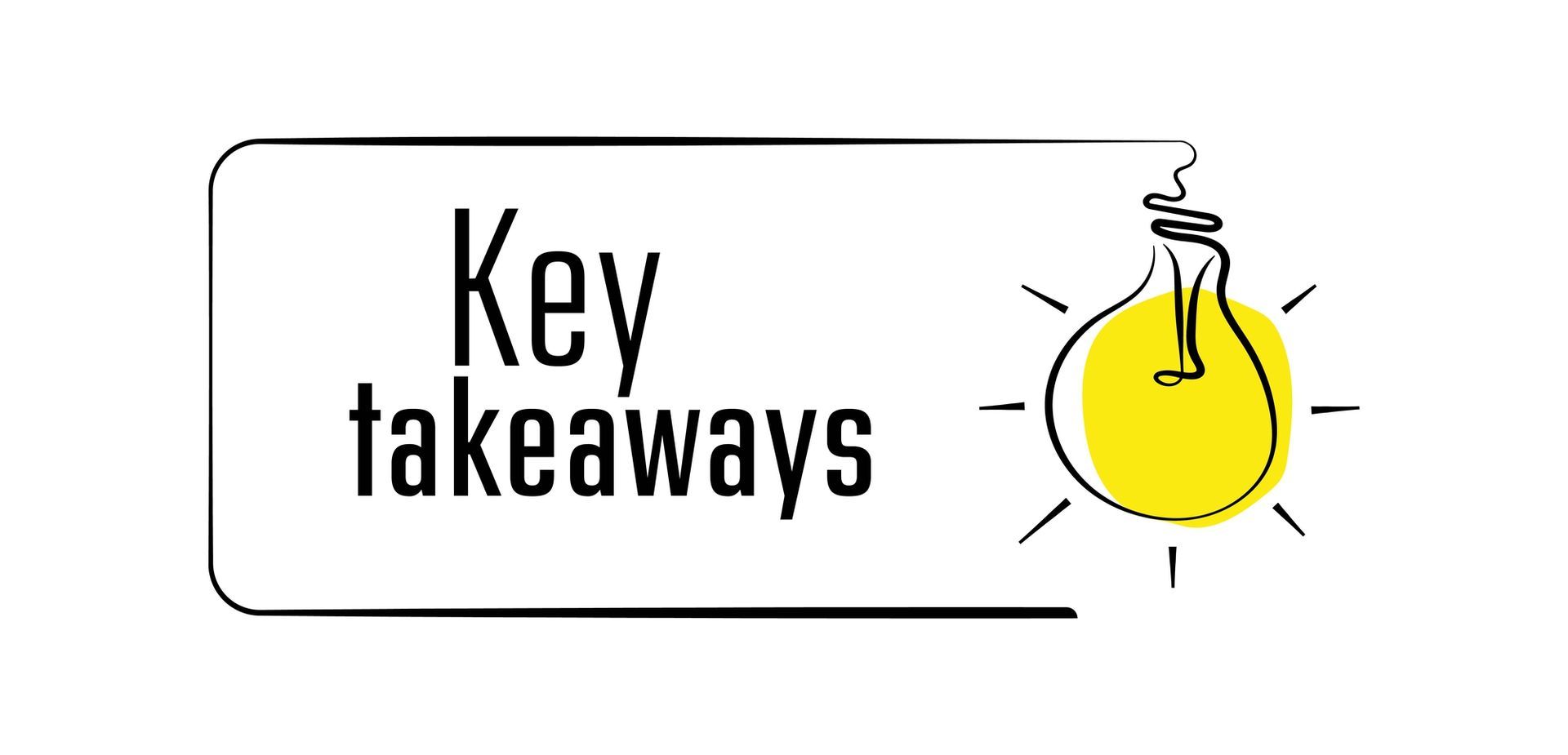 “Key takeaways” text with a yellow lightbulb icon in a rounded box
