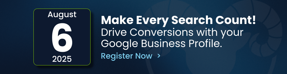 An event banner that says make every search count drive conversions with your google business profile