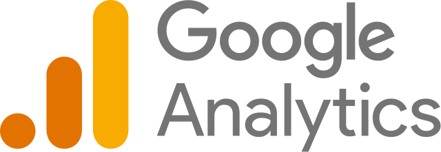The google analytics logo is yellow and orange on a white background.