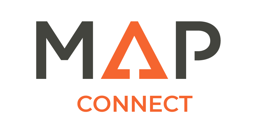 The map connect logo is orange and black on a white background.