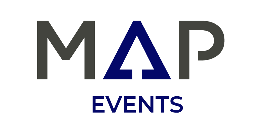 The logo for map events is a blue and gray logo on a white background.