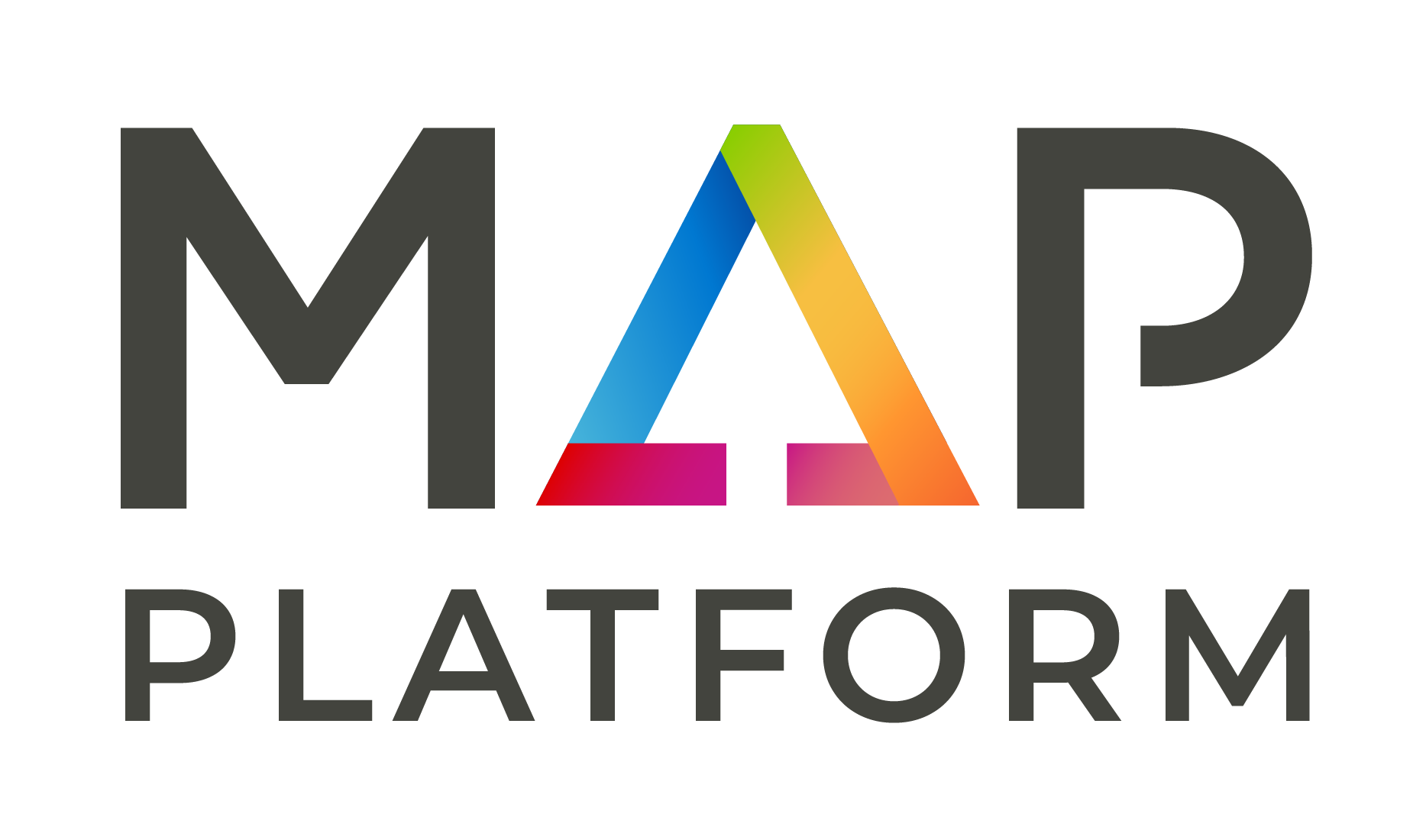 A map platform logo with a colorful triangle in the middle.