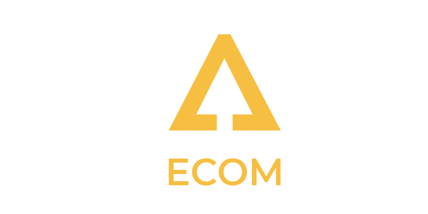 The map ecom logo is white and yellow on a dark blue background.