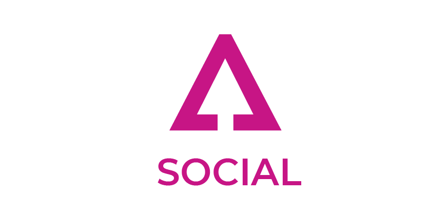 The map social logo is a pink and black logo with a triangle in the middle.