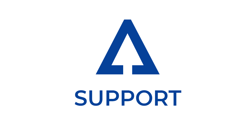 A blue and black logo for map support on a white background.
