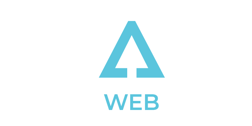 A logo for map web with a blue triangle in the middle.