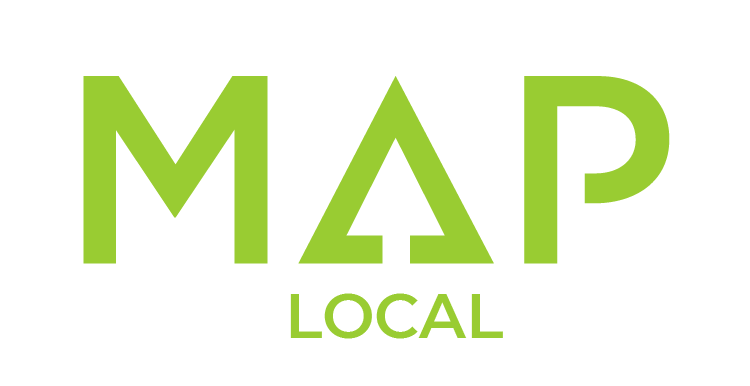 A green map local logo on a white background.