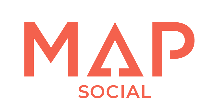 The map social logo is red and white on a white background.