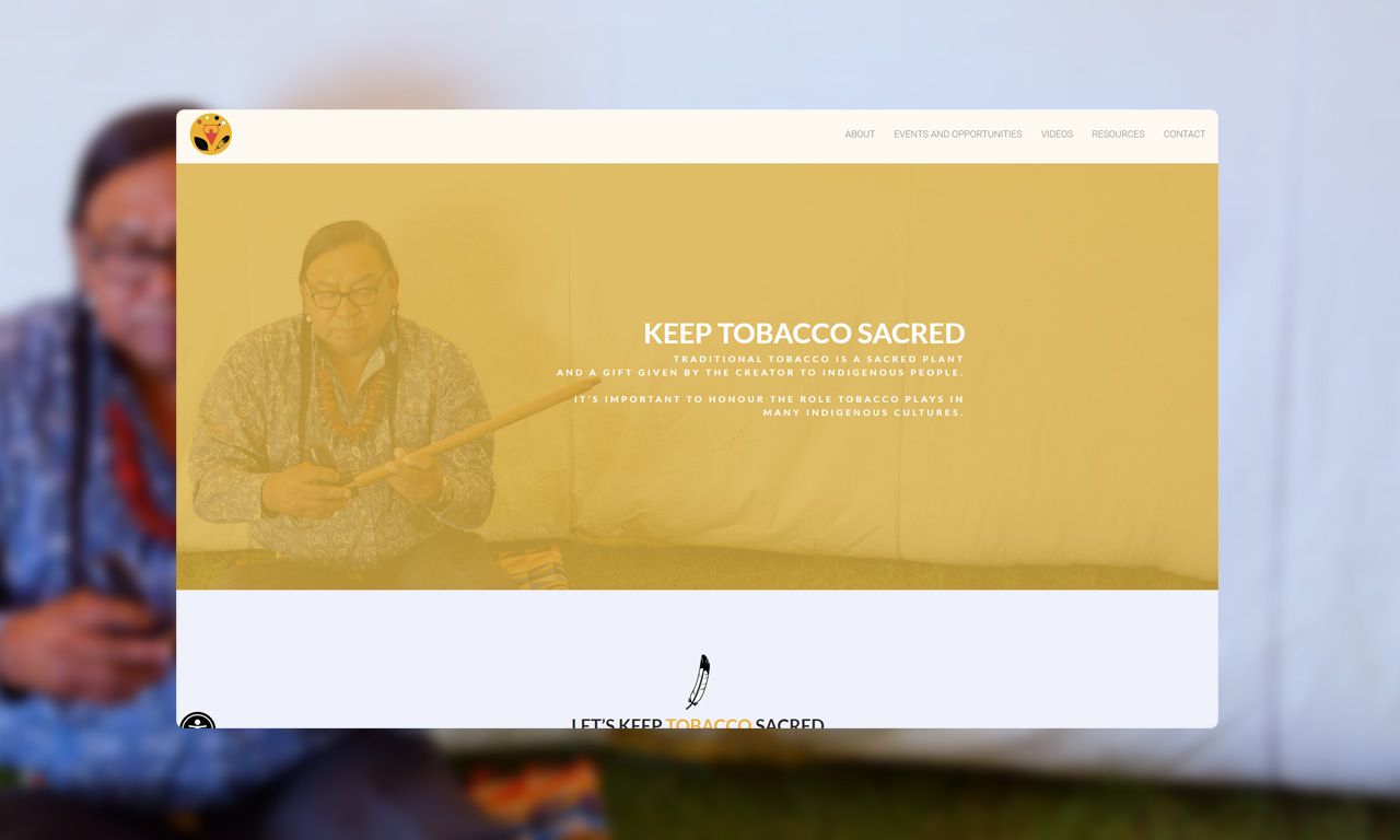A website that says keep tobacco sacred on it
