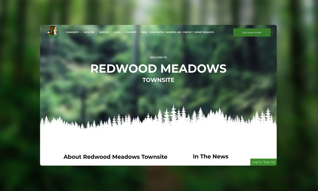 A screenshot of a website for redwood meadows.
