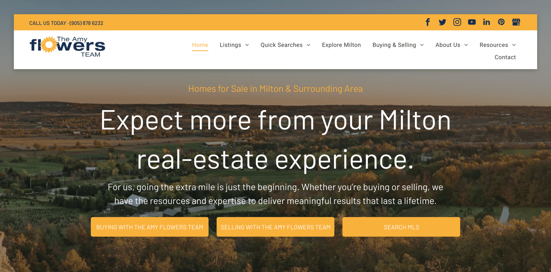 A screenshot of the homepage of a real estate website.