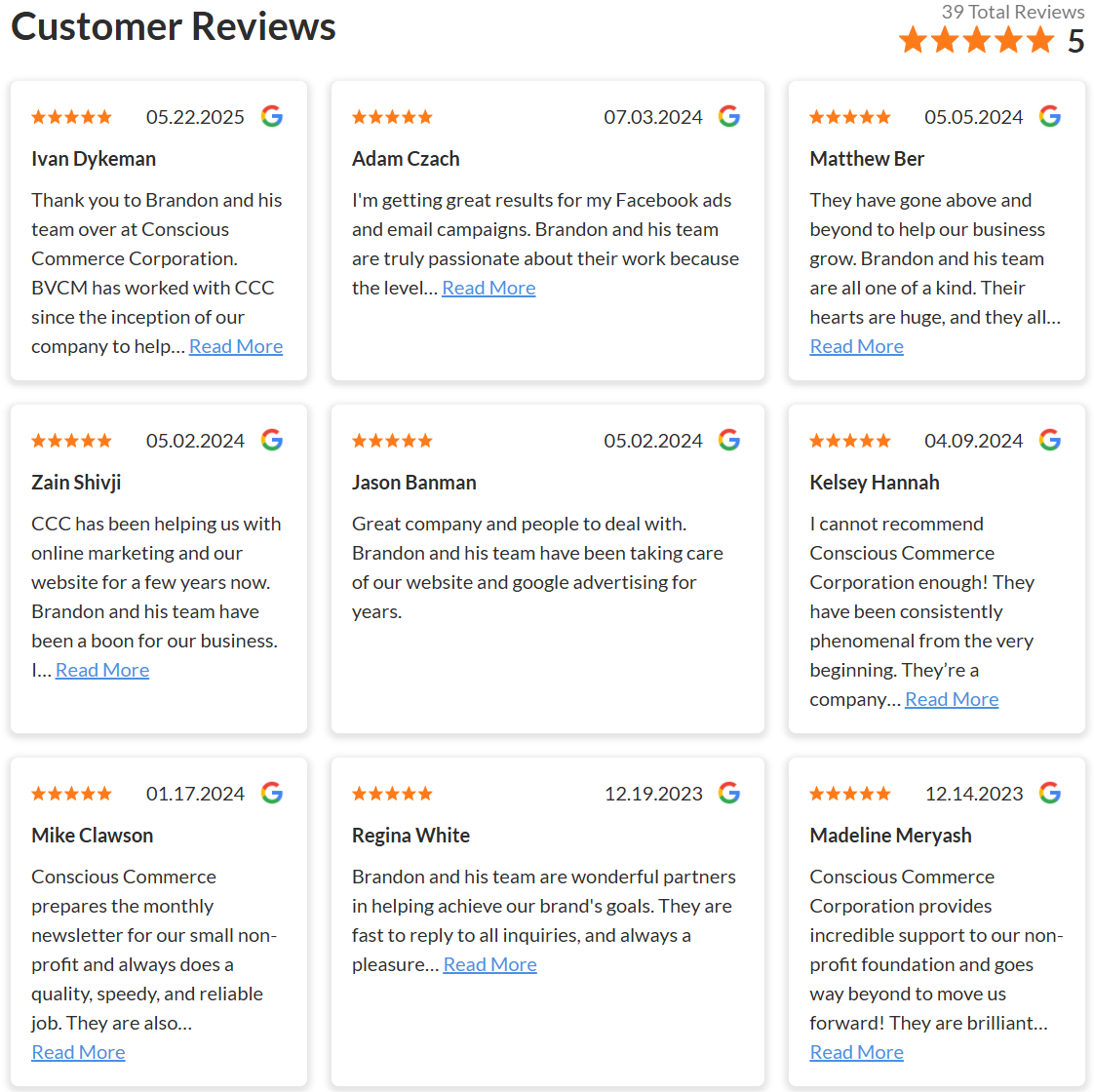 A screenshot of the customer reviews widget