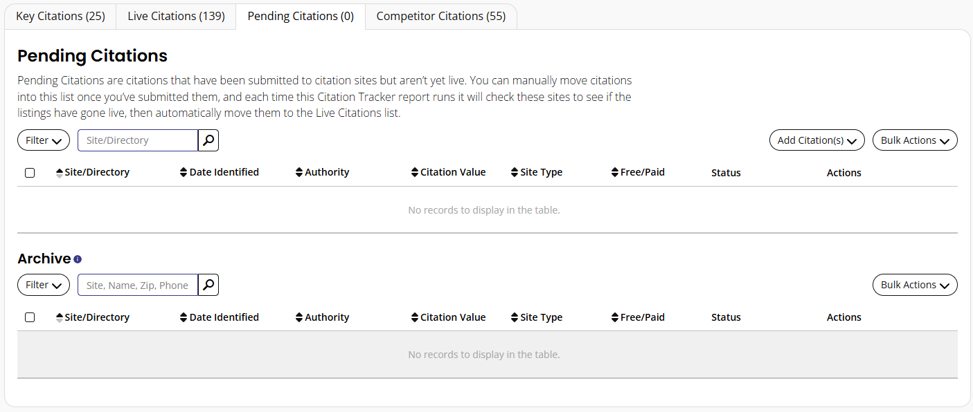 a table showing links & website authority comparing a site to its competitors