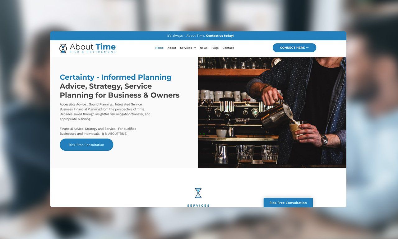 A man is pouring coffee into a cup on a website.