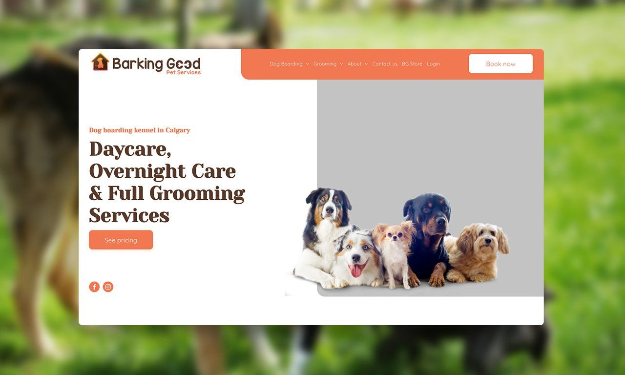 A website for a dog daycare , overnight care and full grooming service.