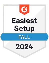 A badge that says `` easiest setup fall 2024 ''.
