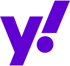 A purple letter y with a circle in the middle on a white background.