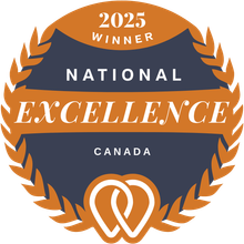 A badge that says 2025 national excellence canada