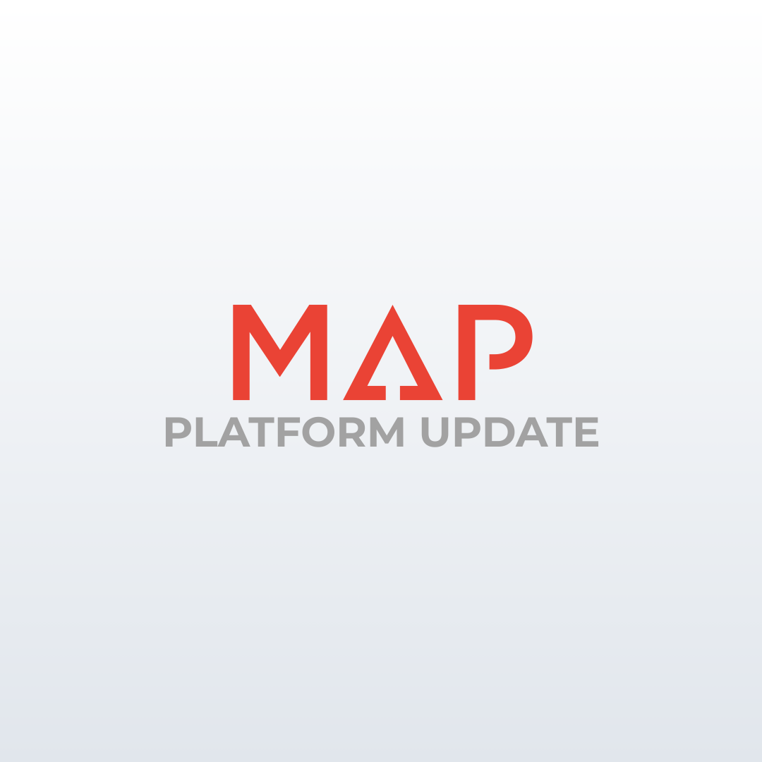 A map platform update logo on a white background.