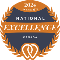 A badge that says 2024 national excellence canada