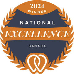 A badge that says 2024 national excellence canada