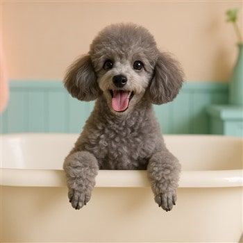 Poodle in a bathtub
