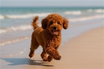 Poodle in the Summer at Beach-