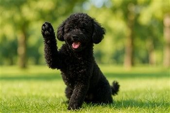 Poodle showing his paw